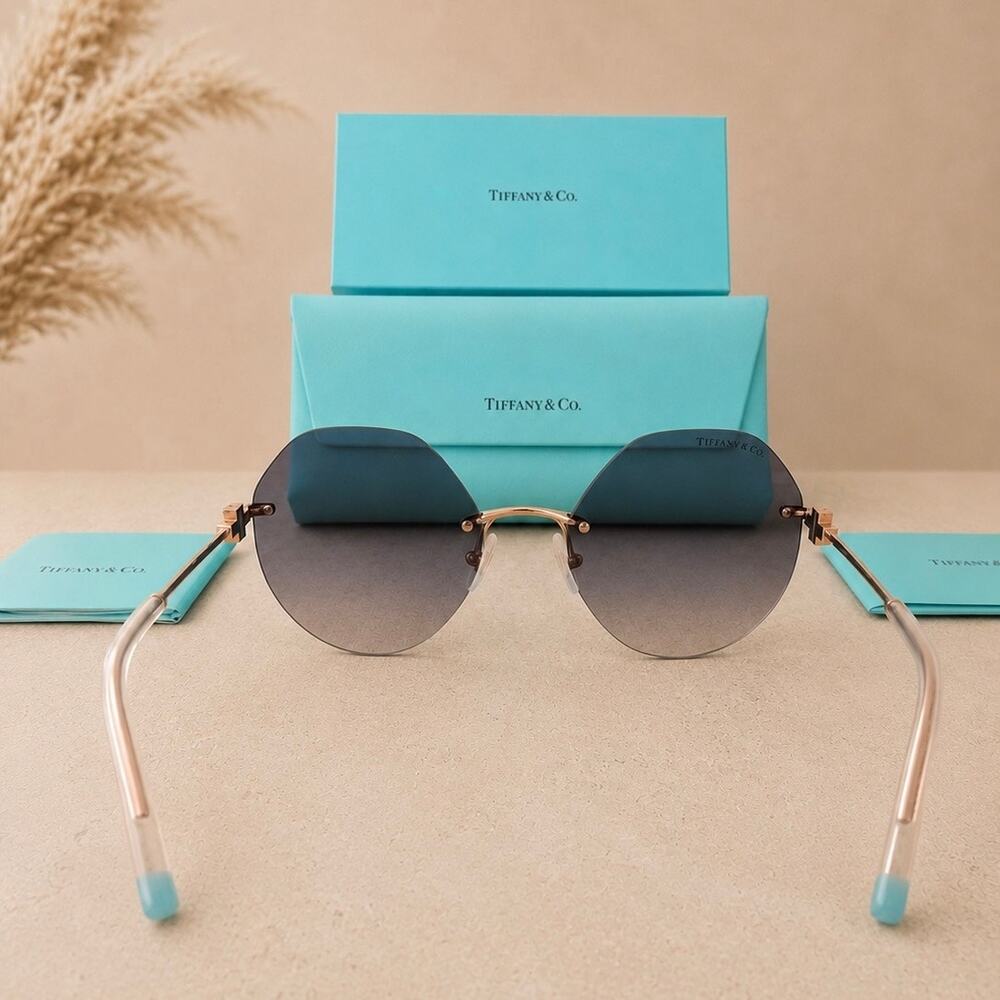 Tiffany & Co. TF3077 Gold Rimless Geometric Gradient Sunglasses - Picture 2 of 3